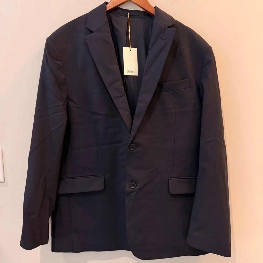 Quince Stretch Wool Blazer Premium Italian Wool Modern Exec Nello Gori Navy NWT